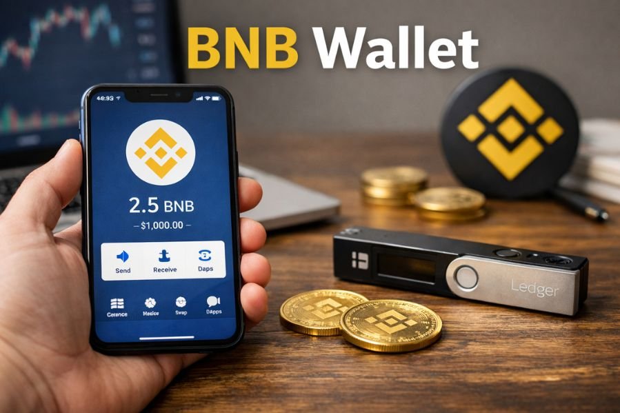 BNB Wallet: The Ultimate Guide to Securely Store, Send, and Manage Your Crypto Assets BNB wallet app on smartphone with hardware wallet and BNB coins for secure crypto storage