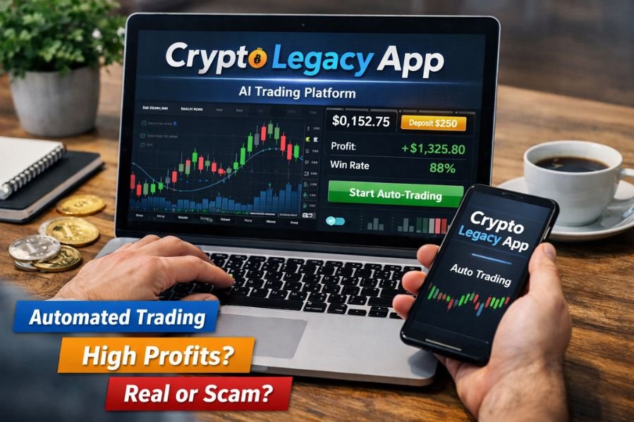 Crypto Legacy App AI trading dashboard showing automated crypto trading profits and performance